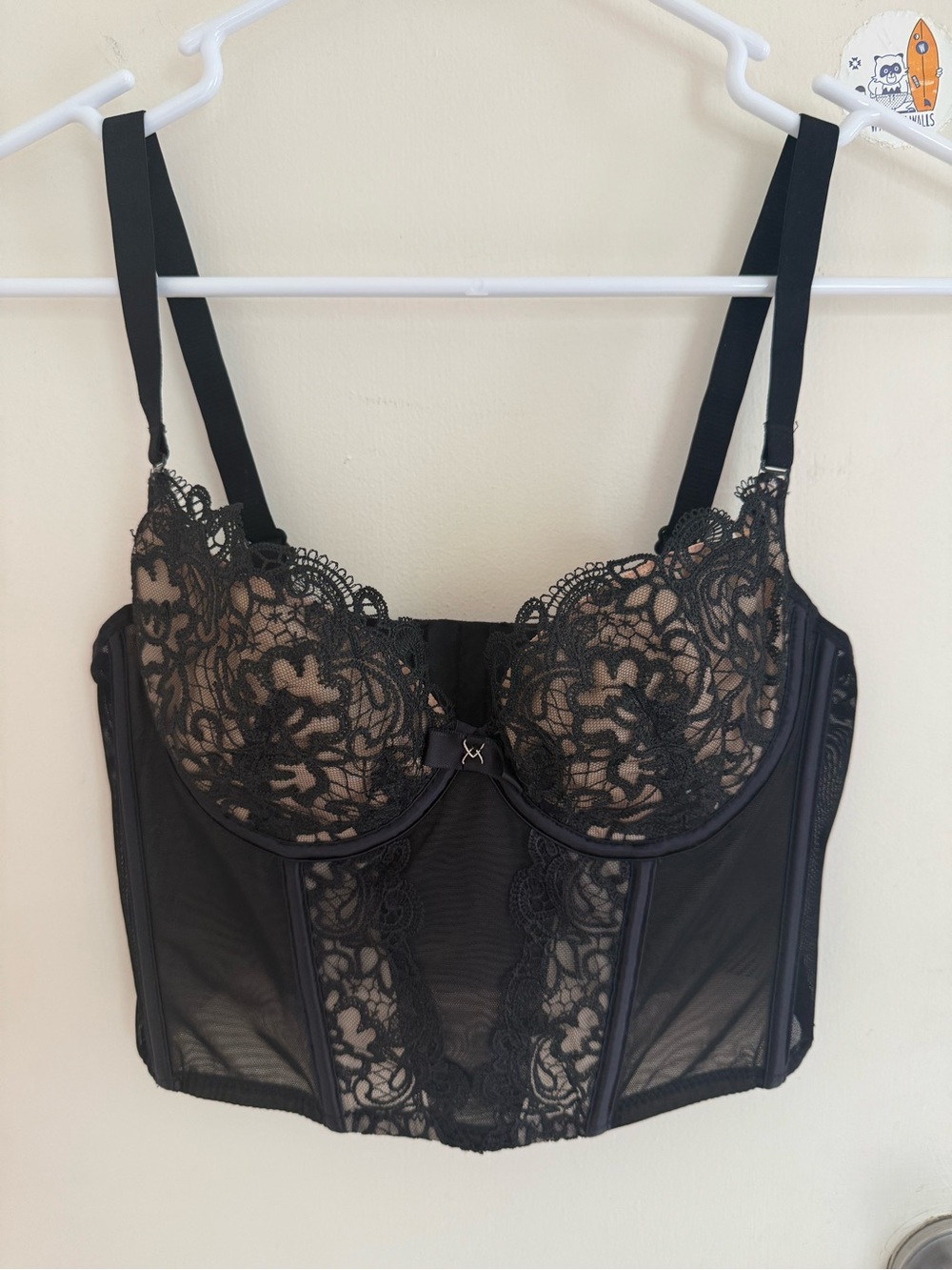 New Black Lace Longline Bustier Bra